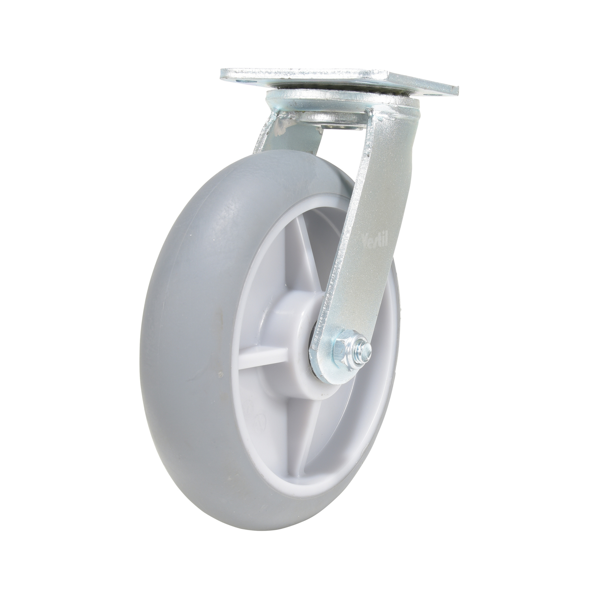 Vestil Rubber Swivel Caster - 8in. x 2in., 705-Lb. Capacity, Thermoplastic Rubber, Gray, Model# CST-VE-8X2TPR-S